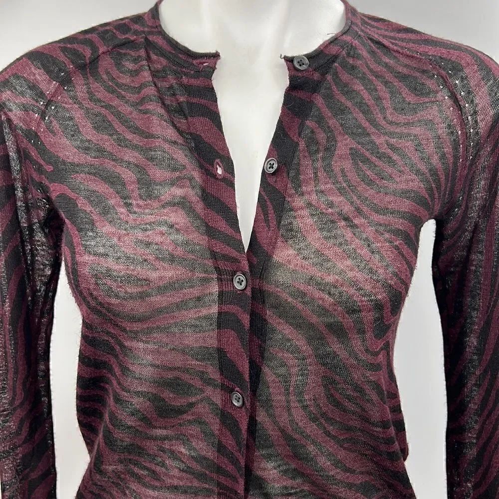 Ann Taylor Loft maroon black XS animal print cardigan